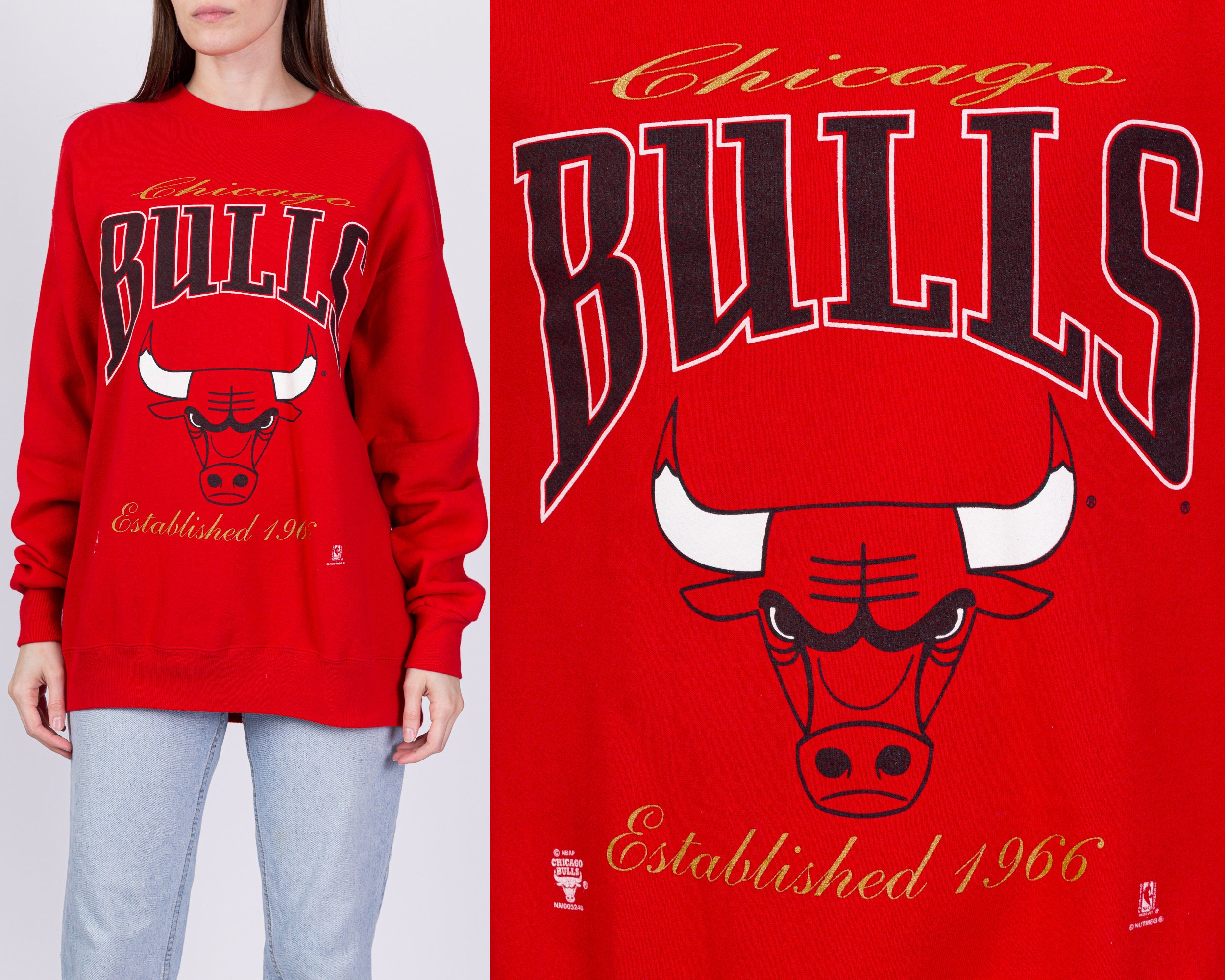 VTG Chicago Bulls Crewneck Sweatshirt Red 90s NBA Made USA Mens M