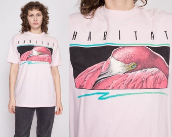 90s Pink Flamingo T Shirt Men's Medium, Women's Large | Vintage Habitat Graphic Animal Tee