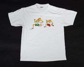 90s Rat Race T Shirt Men's Large | Vintage Unisex Off-White Unisex Funny Idiom Graphic Tee