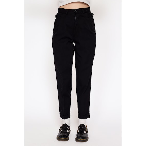 Petite XS 80s Black Pleated High Waisted Pants | … - image 3