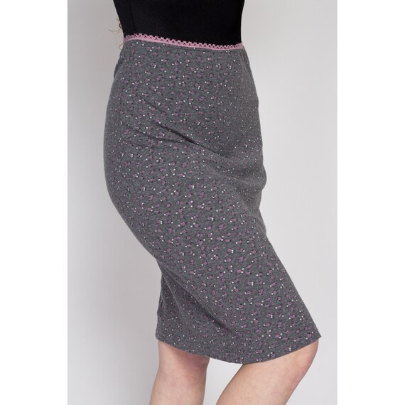 Medium 90s Grey Ditsy Floral Mini Skirt | Vintage… - image 4