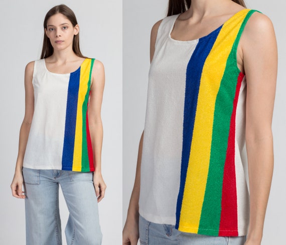 70s Striped Terrycloth Tank Top - Medium | Vintage