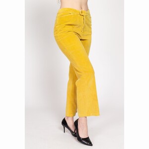 Medium 70s Yellow Corduroy Kick Flare Pants Vintage Cords Retro High Waisted Trousers zdjęcie 4