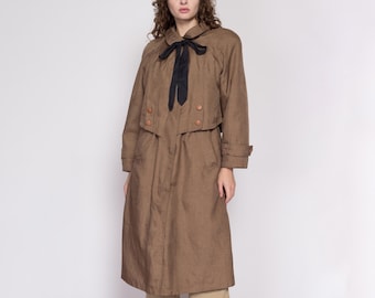 Medium 80s Brown New Wave Trench Coat Vintage Komitor Minimalist Long Sleeve Midi Jacket Etsy
