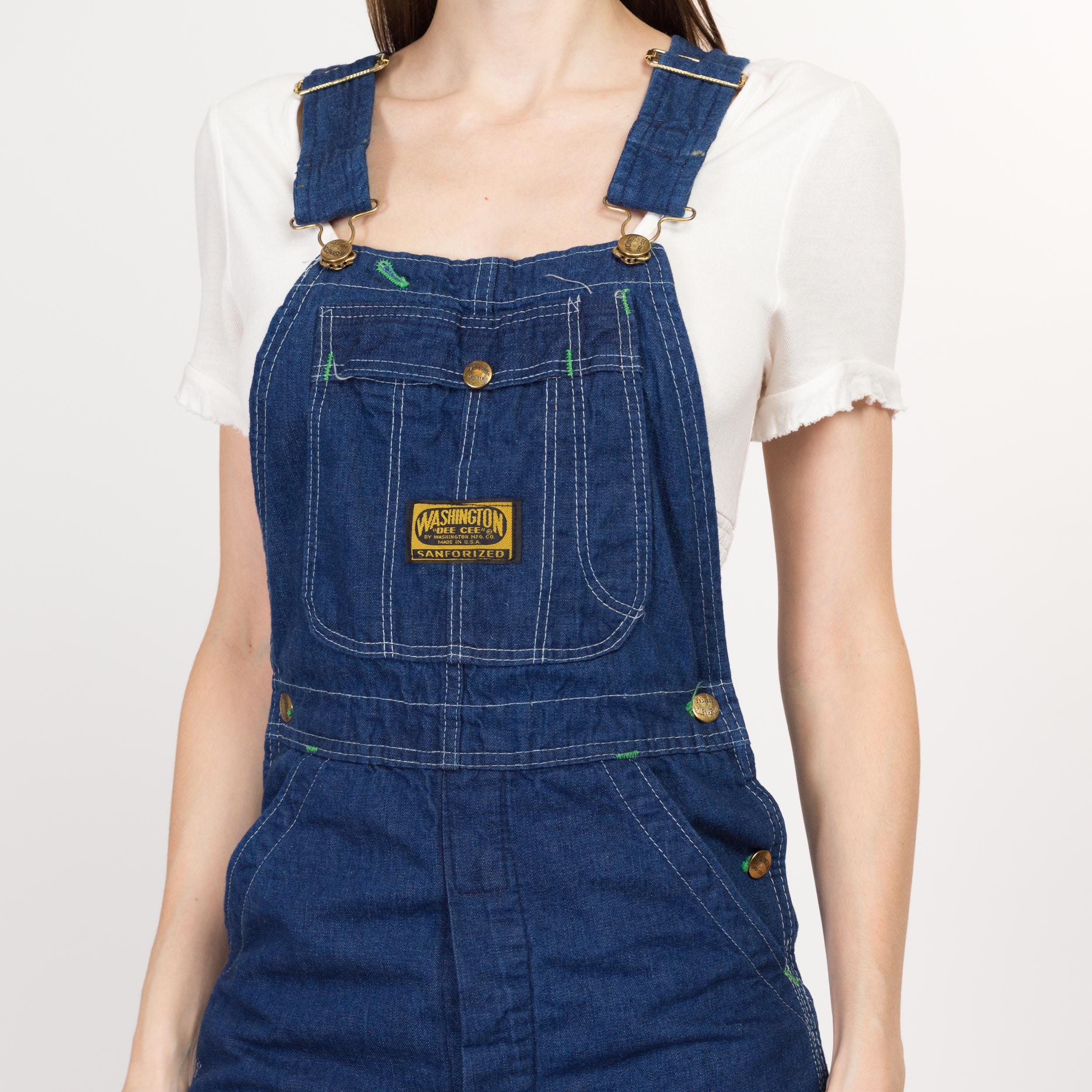 60s 70s Washington Dee Cee Dark Wash Denim Overalls - Extra Small