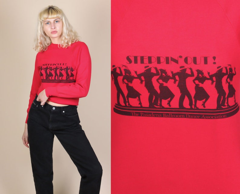80s Steppin Out Sweatshirt Vintage Pasadena Ballroom Dance Retro Graphic Pullover