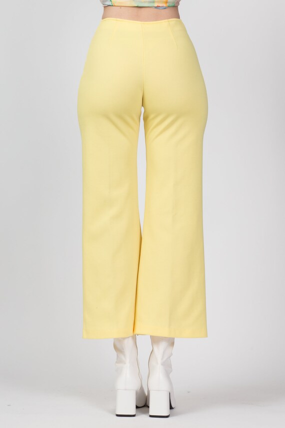 XS 70s Yellow Flared Pants 24" | Vintage High Wai… - image 5