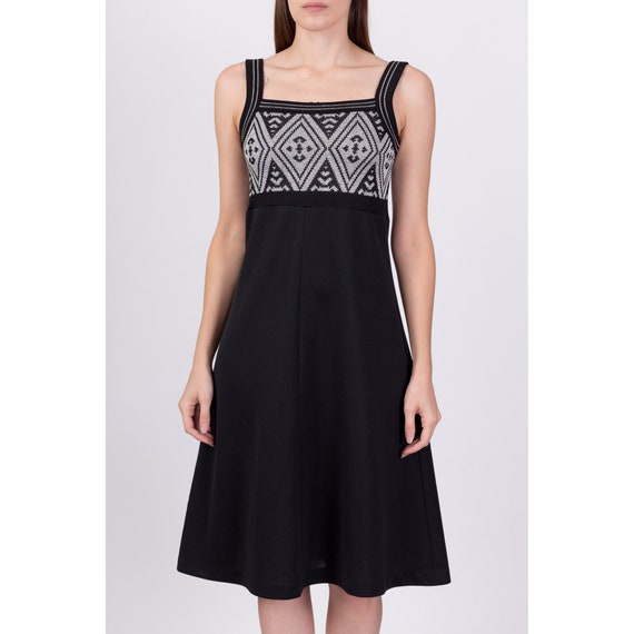 Small 70s Black & Silver Lurex Midi Dress | Vinta… - image 2