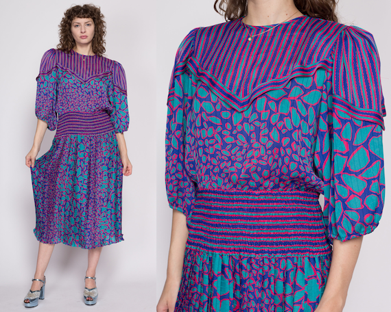 Small 80s Susan Freis Boho Designer Dress | Vinta… - image 1
