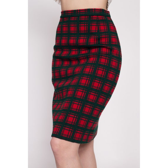 60s I. Magnin Plaid Pencil Skirt Extra Small | Vi… - image 4