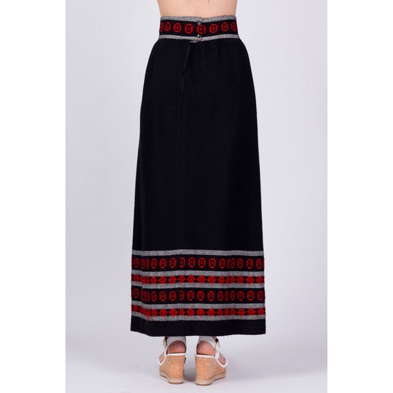 60s 70s Black Striped Folk Maxi Skirt Small, 27" … - image 5