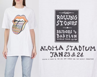 1997 Rolling Stones Bridges To Babylon Tour T Shirt Men's Large, Women's XL | Vintage 90s Aloha Stadium Hawaii Concert Graphic Band Tee