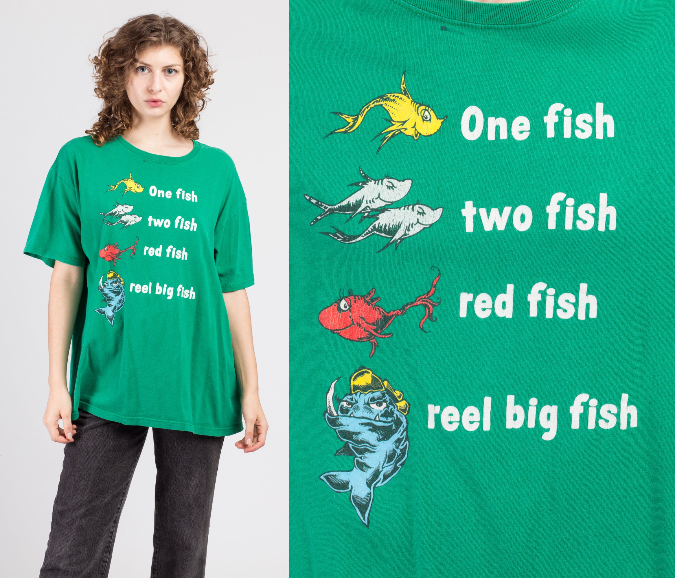 Vintage Reel Big Fish Dr. Seuss T Shirt Men's XL Vintage Ska Band One Fish  Two Fish Graphic Tee 