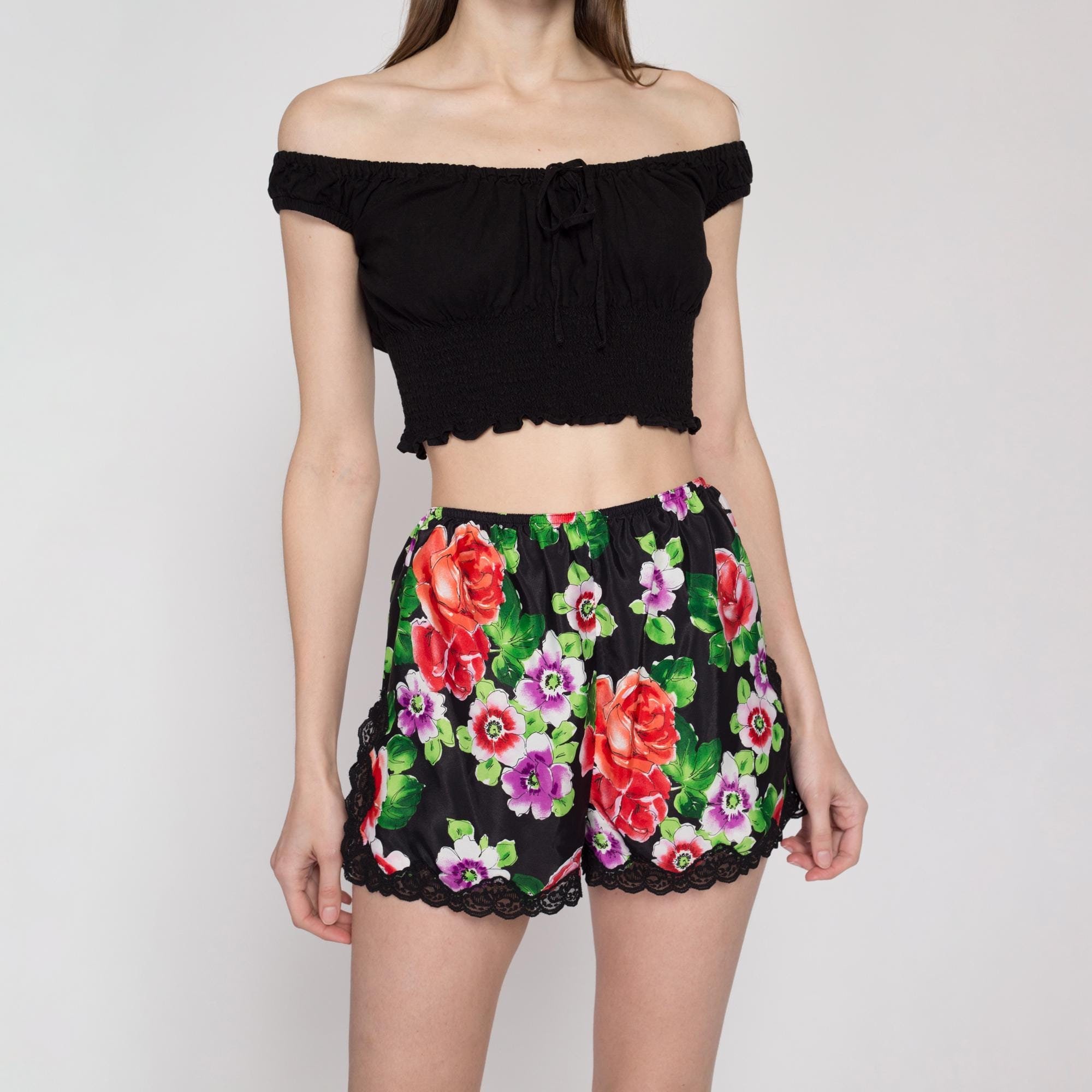 90s Lace Trim Shorts - Etsy