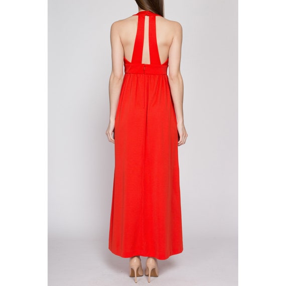 XS 70s Red-Orange Keyhole Back Maxi Sundress | Vi… - image 5