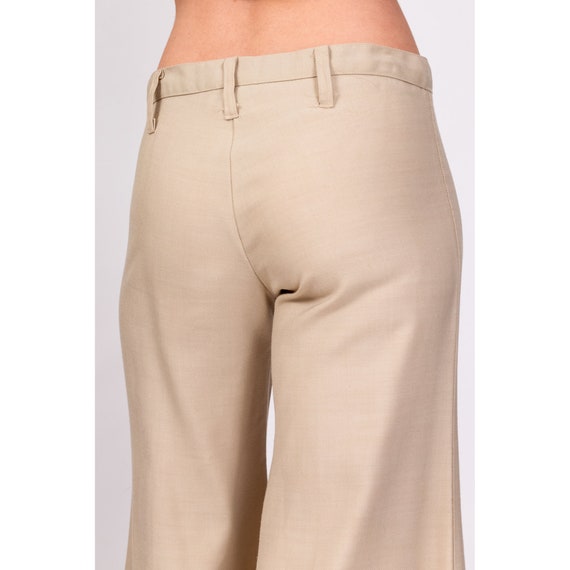 70s Khaki Low Rise Bell Bottoms Extra Small | Vin… - image 6