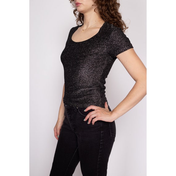 Medium 90s Black & Silver Metallic Shirt | Vintag… - image 3