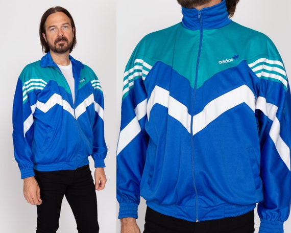 Large 90s Adidas Equipment Blue Color Block Track Jacket Large 90s Adidas Equipment Blue Color Block Track Jacket