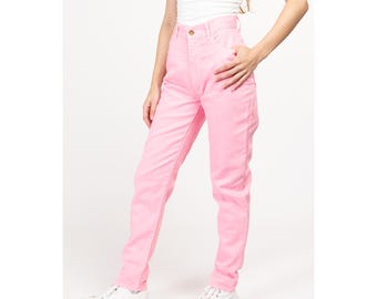   JEANS★チャンキーソール モノグラム★WHITE/PINK XS 90s Bubblegum Pink High Waisted Jeans 24