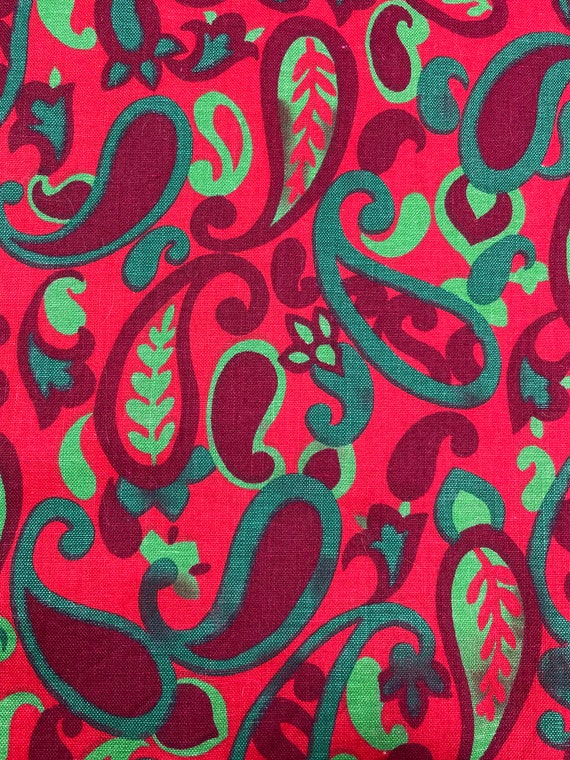 60s Red Paisley Maxi Dress Small | Vintage Boho S… - image 7