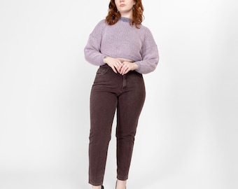 Large 90s Lee Mauve Brown High Waisted Jeans 31&quot; | Vintage Denim Tapered Leg Mom Jeans