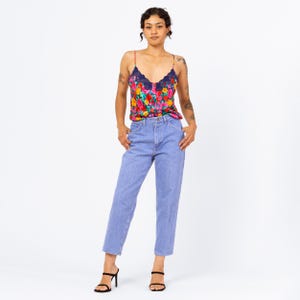 Vintage 90s High Waisted Bright Blue Ankle Jeans - Small, 26&quot; Waist | Gitano Tapered Leg Denim Short Inseam Mom Jeans