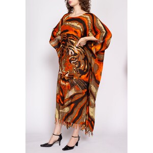 Vintage Tiger Print Kaftan Dress, Deadstock One Size 80s 90s Boho ...