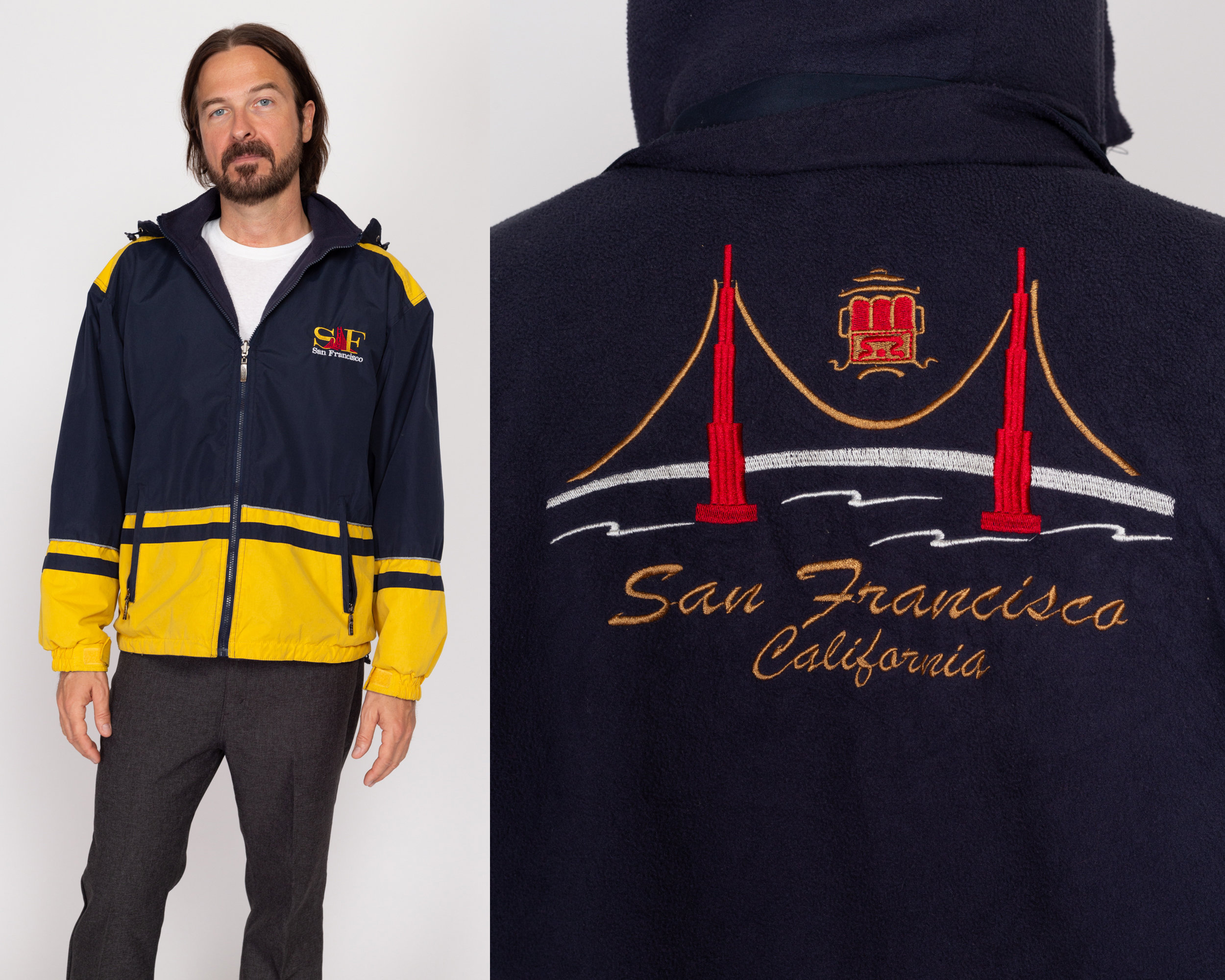 Medium Y2K San Francisco Reversible Jacket | Vintage Navy Blue