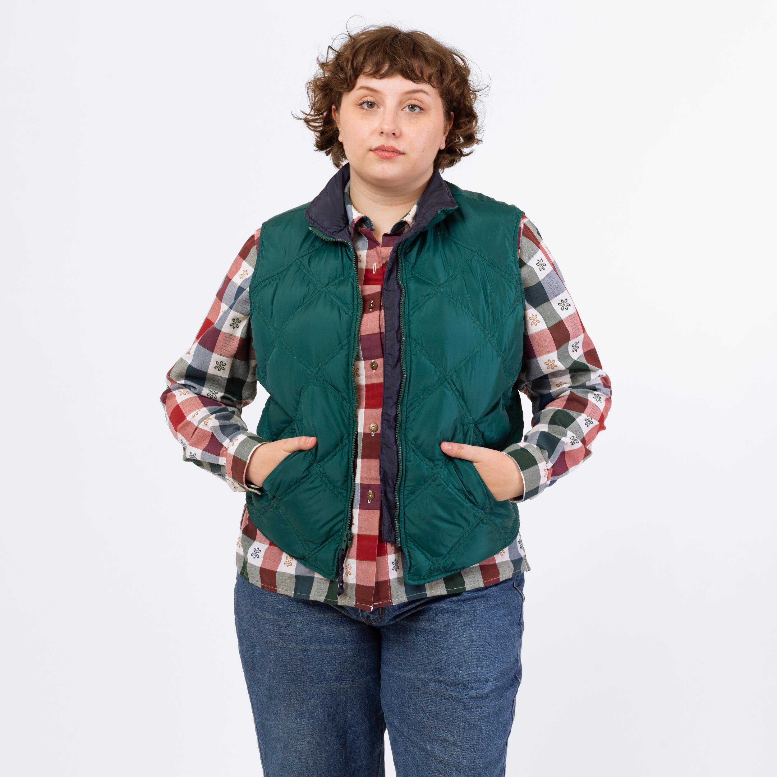 Vintage 90s Eddie Bauer Teal Green Down Fill Lightweight Puffer