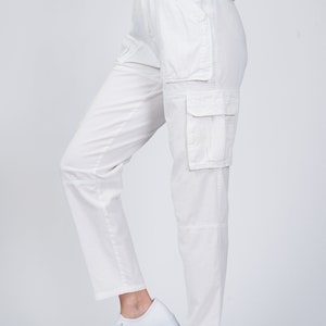 Small 80s Palmetto's White Cargo Pants 25.5 Vintage High Waist Pleated Cotton Trousers image 3