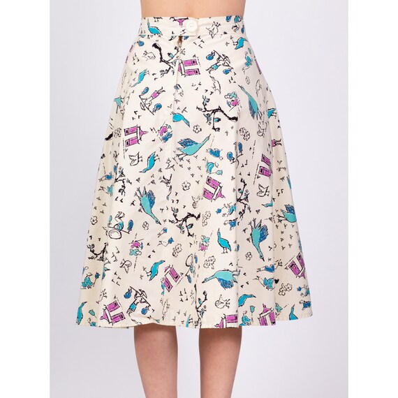 Medium 60s Novelty Bird Print Skirt 30" | Vintage… - image 5