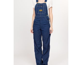 60s 70s Washington Dee Cee Dark Wash Denim Overalls - Extra Small
