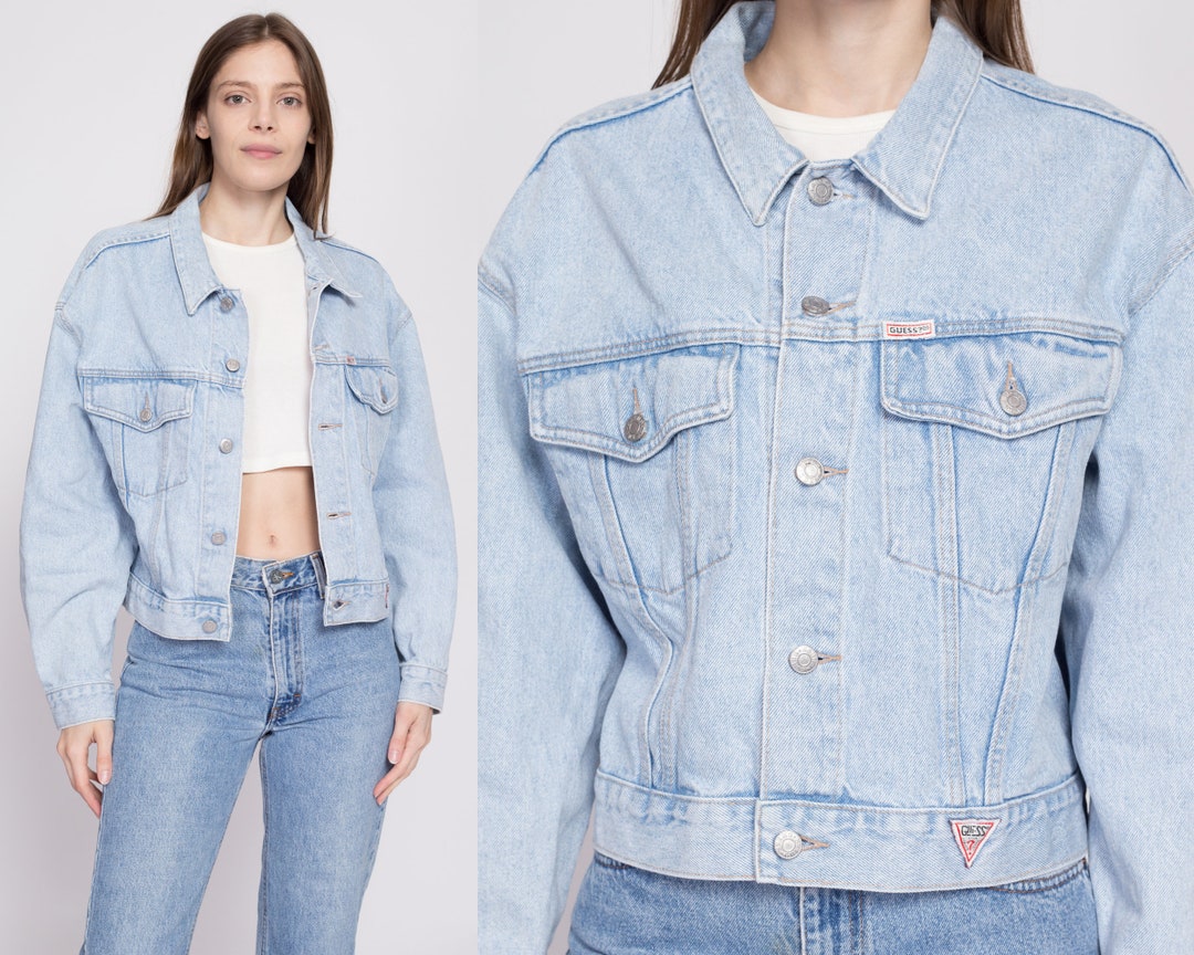 80s Guess Jean Jacket Large Vintage Made in USA Streetwear Light Wash