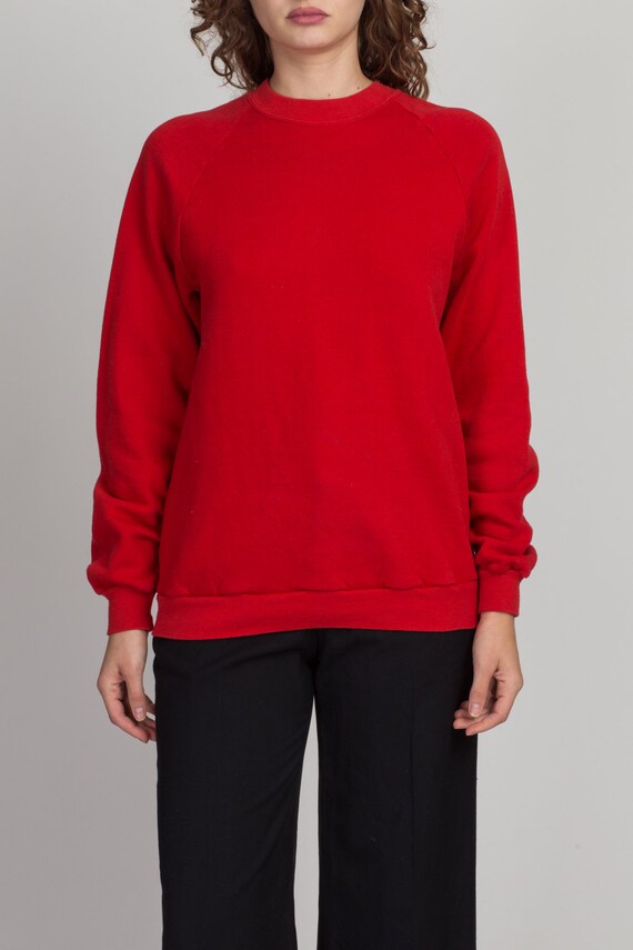 Medium 80s Red Raglan Sleeve Sweatshirt Unisex | … - image 2