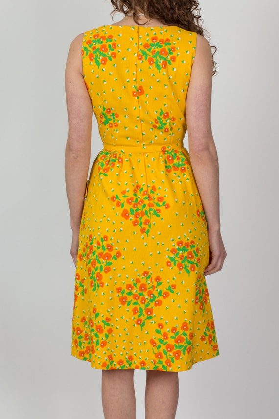 Small 60s Malia Honolulu Yellow Floral Pocket Dre… - image 5