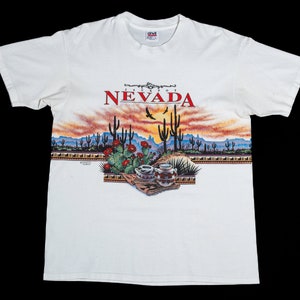 Mittelgroßes 90er Nevada Wüsten T-Shirt Herren | Vintage Jackpot Rundhals T-Shirt