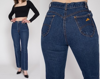 Small 70s Chic By HIS Dark Wash High Waisted Jeans 26" | Vintage Denim Slim Straight Leg Mom Jeans