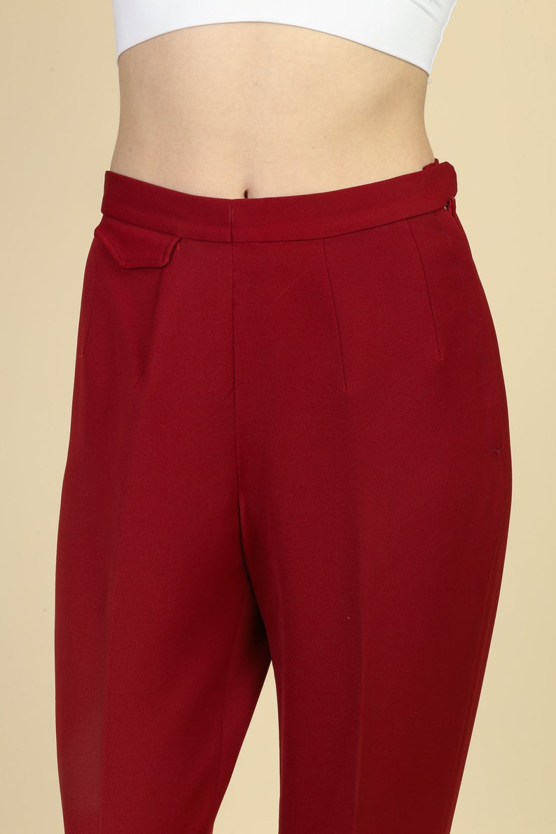 Vintage Nylastic Made In Austria High Waist Rockabilly Pants Petite Small 1950s Red Stirrup Ski Pants