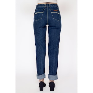 XXS 80s Sergio Valente Mid Rise Jeans Vintage Dark Wash Denim Tapered Leg Long Inseam Jeans image 6