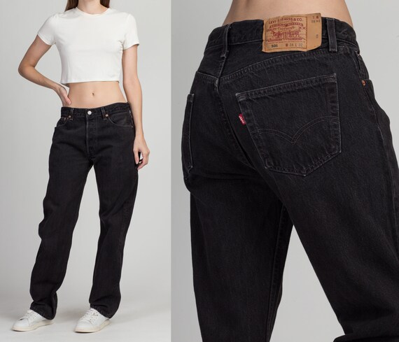 501 Black Unisex Jeans 34x32 90s Denim 