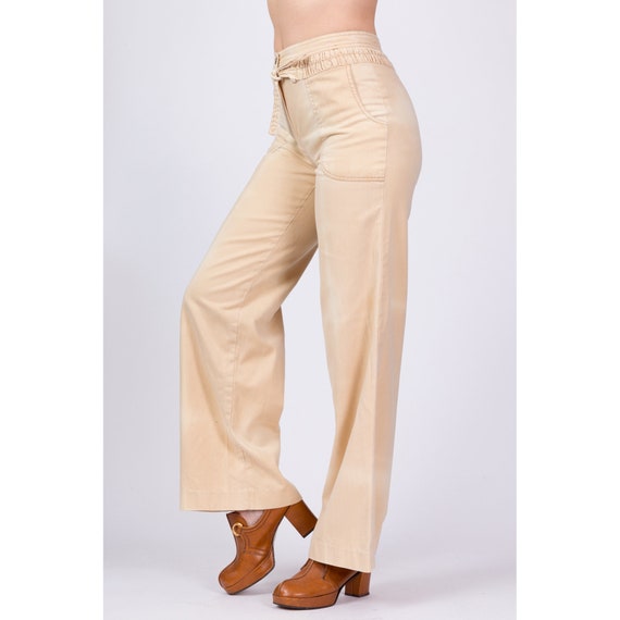 Small 70s Sun-Faded Khaki Trousers 27.5" | Vintag… - image 3