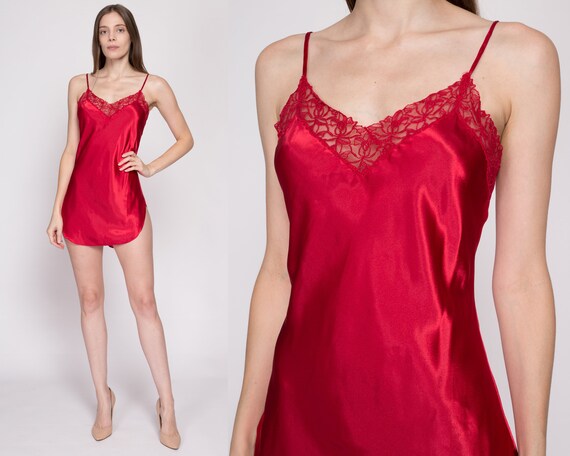 Small 90s Victoria's Secret Red Satin Nightie | V… - image 1