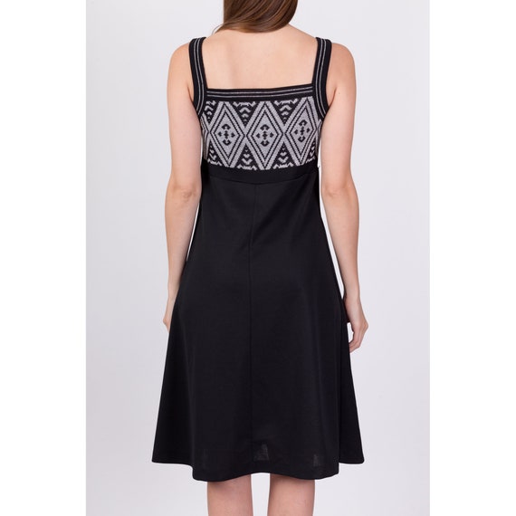 Small 70s Black & Silver Lurex Midi Dress | Vinta… - image 5