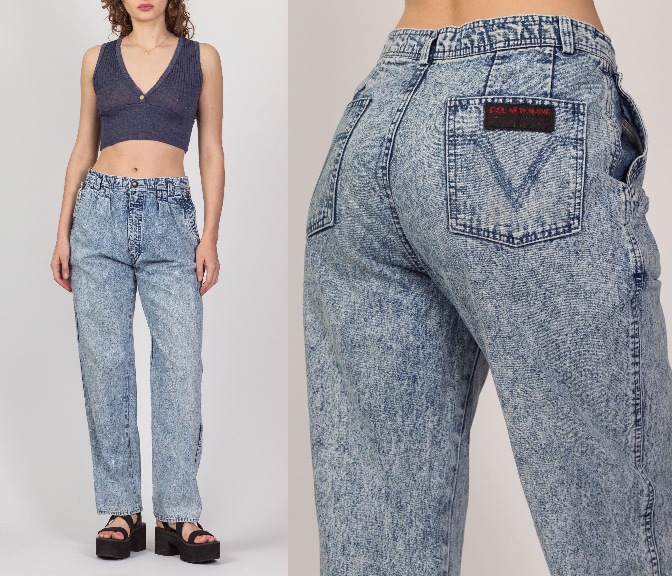 Vintage High Waist Acid Wash Jeans 