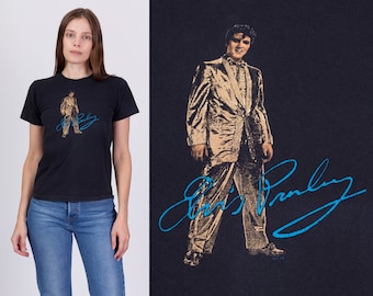 XS Vintage Elvis Presley T Shirt Unisex | 90s Black Graphic Music Tee