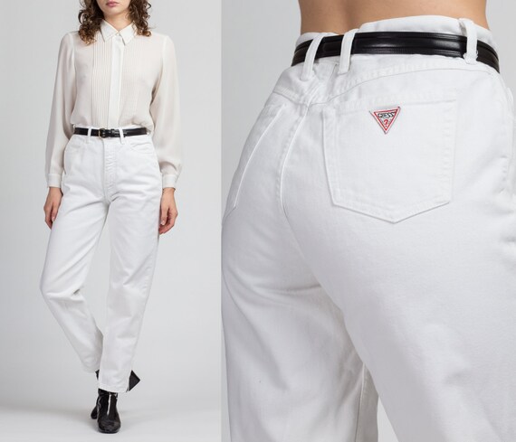 Vintage High Waist White Guess Jeans - Medium, 29"