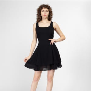 green emerald velvet dress Sleeveless Mikado Fit And Flare Midi Dress With V-Back In Black main image 0