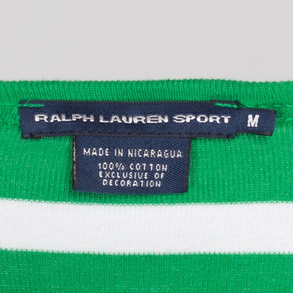 Medium 90s Ralph Lauren Sport Green & White Strip… - image 7