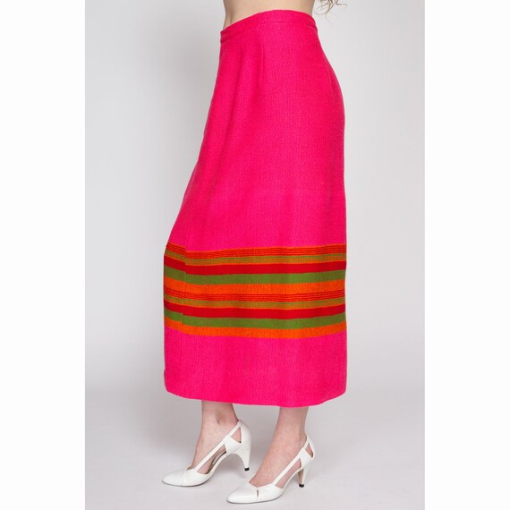 Medium 60s 70s Pink Striped Maxi Skirt 30" | Vint… - image 3