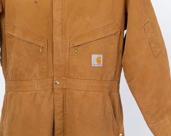 Vintage 80s Carhartt 100 Years Tan Insulated Coveralls - 46 Short